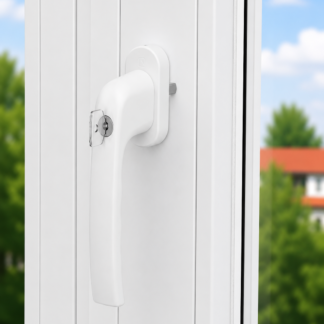 Klamka Okienna Carina z kluczem- Biała<br>– aluminiowa, trwała i elegancka